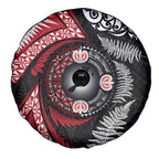 Tonga and New Zealand Together Spare Tire Cover Ngatu Art Tribal Maori Tattoo and Silver Fern