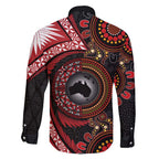 Tonga and Australia Together Family Matching Off Shoulder Maxi Dress and Hawaiian Shirt Ngatu Art Tribal Aboriginal Tattoo Pattern