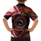 Tonga and Australia Together Family Matching Tank Maxi Dress and Hawaiian Shirt Ngatu Art Tribal Aboriginal Tattoo Pattern