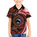 Tonga and Australia Together Kid Hawaiian Shirt Ngatu Art Tribal Aboriginal Tattoo Pattern
