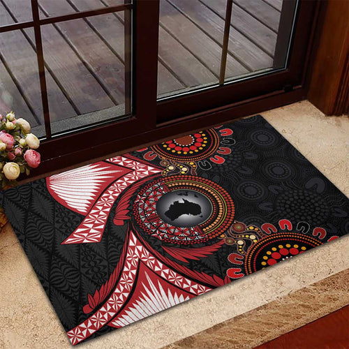 Tonga and Australia Together Rubber Doormat Ngatu Art Tribal Aboriginal Tattoo Pattern