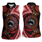 Tonga and Australia Together Women Sleeveless Polo Shirt Ngatu Art Tribal Aboriginal Tattoo Pattern