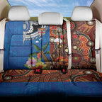 Fiji and Australia Together Back Car Seat Cover Fijian Tapa Plants with Kangaroo and Aboriginal - Aussie Hoodie