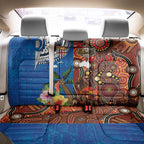 Fiji and Australia Together Back Car Seat Cover Fijian Tapa Plants with Kangaroo and Aboriginal - Aussie Hoodie
