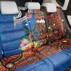 Fiji and Australia Together Back Car Seat Cover Fijian Tapa Plants with Kangaroo and Aboriginal - Aussie Hoodie