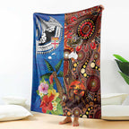 Fiji and Australia Together Blanket Fijian Tapa Plants with Kangaroo and Aboriginal - Aussie Hoodie