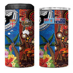 Fiji and Australia Together 4 in 1 Can Cooler Tumbler Fijian Tapa Plants with Kangaroo and Aboriginal - Aussie Hoodie