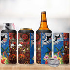 Fiji and Australia Together 4 in 1 Can Cooler Tumbler Fijian Tapa Plants with Kangaroo and Aboriginal - Aussie Hoodie