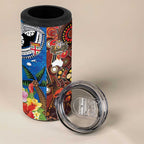 Fiji and Australia Together 4 in 1 Can Cooler Tumbler Fijian Tapa Plants with Kangaroo and Aboriginal - Aussie Hoodie