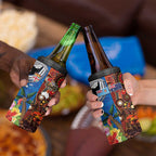 Fiji and Australia Together 4 in 1 Can Cooler Tumbler Fijian Tapa Plants with Kangaroo and Aboriginal - Aussie Hoodie