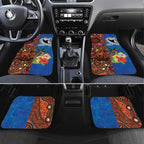 Fiji and Australia Together Car Mats Fijian Tapa Plants with Kangaroo and Aboriginal - Aussie Hoodie
