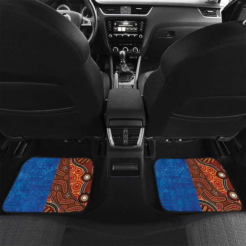 Fiji and Australia Together Car Mats Fijian Tapa Plants with Kangaroo and Aboriginal - Aussie Hoodie