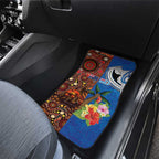 Fiji and Australia Together Car Mats Fijian Tapa Plants with Kangaroo and Aboriginal - Aussie Hoodie