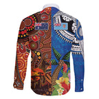 Fiji and Australia Together Family Matching Puletasi and Hawaiian Shirt Fijian Tapa Plants with Kangaroo and Aboriginal - Aussie Hoodie