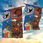 Fiji and Australia Together Garden Flag Fijian Tapa Plants with Kangaroo and Aboriginal - Aussie Hoodie