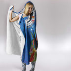 Fiji and Australia Together Hooded Blanket Fijian Tapa Plants with Kangaroo and Aboriginal - Aussie Hoodie