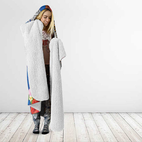 Fiji and Australia Together Hooded Blanket Fijian Tapa Plants with Kangaroo and Aboriginal - Aussie Hoodie