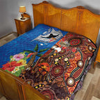Fiji and Australia Together Quilt Fijian Tapa Plants with Kangaroo and Aboriginal - Aussie Hoodie