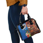 Fiji and Australia Together Shoulder Handbag Fijian Tapa Plants with Kangaroo and Aboriginal - Aussie Hoodie