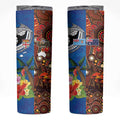 Fiji and Australia Together Skinny Tumbler Fijian Tapa Plants with Kangaroo and Aboriginal - Aussie Hoodie