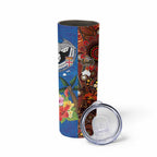 Fiji and Australia Together Skinny Tumbler Fijian Tapa Plants with Kangaroo and Aboriginal - Aussie Hoodie