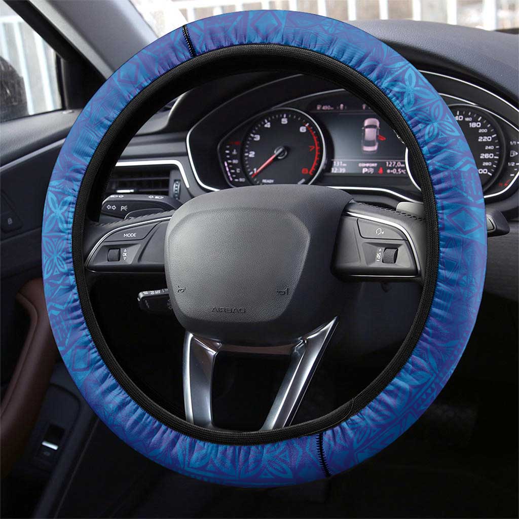Fiji and Australia Together Steering Wheel Cover Fijian Tapa Plants with Kangaroo and Aboriginal - Aussie Hoodie
