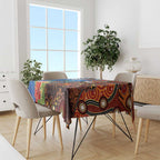 Fiji and Australia Together Tablecloth Fijian Tapa Plants with Kangaroo and Aboriginal - Aussie Hoodie