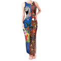 Fiji and Australia Together Tank Maxi Dress Fijian Tapa Plants with Kangaroo and Aboriginal - Aussie Hoodie