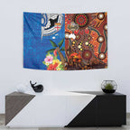 Fiji and Australia Together Tapestry Fijian Tapa Plants with Kangaroo and Aboriginal - Aussie Hoodie