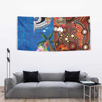 Fiji and Australia Together Tapestry Fijian Tapa Plants with Kangaroo and Aboriginal - Aussie Hoodie