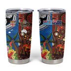 Fiji and Australia Together Tumbler Cup Fijian Tapa Plants with Kangaroo and Aboriginal - Aussie Hoodie