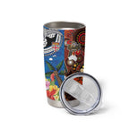 Fiji and Australia Together Tumbler Cup Fijian Tapa Plants with Kangaroo and Aboriginal - Aussie Hoodie