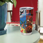 Fiji and Australia Together Tumbler Cup Fijian Tapa Plants with Kangaroo and Aboriginal - Aussie Hoodie