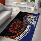 Fiji and Australia Together Area Rug Kangaroo Aboriginal with Tribal Tapa Hibiscus Half Style - Aussie Hoodie