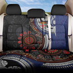 Fiji and Australia Together Back Car Seat Cover Kangaroo Aboriginal with Tribal Tapa Hibiscus Half Style - Aussie Hoodie