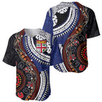 Fiji and Australia Together Baseball Jersey Kangaroo Aboriginal with Tribal Tapa Hibiscus Half Style - Aussie Hoodie