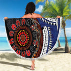 Fiji and Australia Together Beach Blanket Kangaroo Aboriginal with Tribal Tapa Hibiscus Half Style - Aussie Hoodie