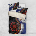 Fiji and Australia Together Bedding Set Kangaroo Aboriginal with Tribal Tapa Hibiscus Half Style - Aussie Hoodie