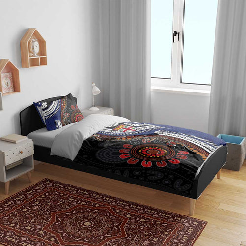 Fiji and Australia Together Bedding Set Kangaroo Aboriginal with Tribal Tapa Hibiscus Half Style - Aussie Hoodie