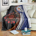 Fiji and Australia Together Blanket Kangaroo Aboriginal with Tribal Tapa Hibiscus Half Style - Aussie Hoodie