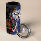 Fiji and Australia Together 4 in 1 Can Cooler Tumbler Kangaroo Aboriginal with Tribal Tapa Hibiscus Half Style - Aussie Hoodie
