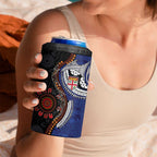 Fiji and Australia Together 4 in 1 Can Cooler Tumbler Kangaroo Aboriginal with Tribal Tapa Hibiscus Half Style - Aussie Hoodie