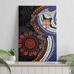 Fiji and Australia Together Canvas Wall Art Kangaroo Aboriginal with Tribal Tapa Hibiscus Half Style - Aussie Hoodie