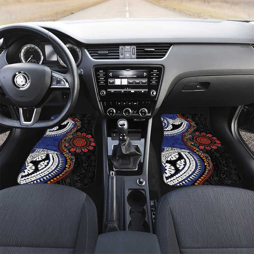 Fiji and Australia Together Car Mats Kangaroo Aboriginal with Tribal Tapa Hibiscus Half Style - Aussie Hoodie
