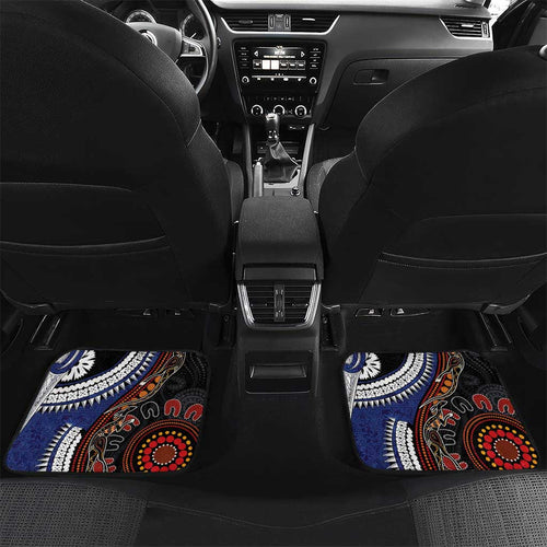 Fiji and Australia Together Car Mats Kangaroo Aboriginal with Tribal Tapa Hibiscus Half Style - Aussie Hoodie