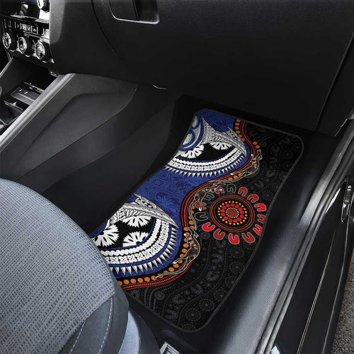 Fiji and Australia Together Car Mats Kangaroo Aboriginal with Tribal Tapa Hibiscus Half Style - Aussie Hoodie