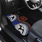 Fiji and Australia Together Car Mats Kangaroo Aboriginal with Tribal Tapa Hibiscus Half Style - Aussie Hoodie