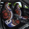 Fiji and Australia Together Car Seat Cover Kangaroo Aboriginal with Tribal Tapa Hibiscus Half Style - Aussie Hoodie