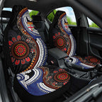 Fiji and Australia Together Car Seat Cover Kangaroo Aboriginal with Tribal Tapa Hibiscus Half Style - Aussie Hoodie