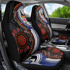 Fiji and Australia Together Car Seat Cover Kangaroo Aboriginal with Tribal Tapa Hibiscus Half Style - Aussie Hoodie